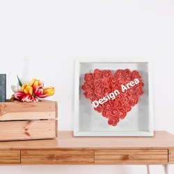 Heart-Shaped Paper Flower Shadow Box 8"-Red