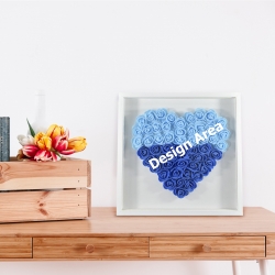 Heart-Shaped Paper Flower Shadow Box 8"-Blue