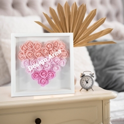 Heart-Shaped Paper Flower Shadow Box 10"-Pink