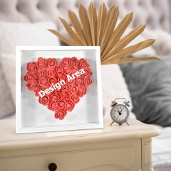 Heart-Shaped Paper Flower Shadow Box 10"-Red