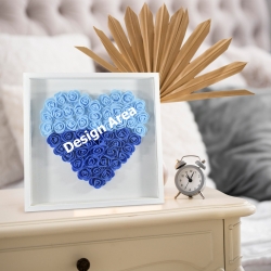Heart-Shaped Paper Flower Shadow Box 10"-Blue