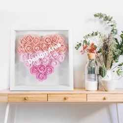 Heart-Shaped Paper Flower Shadow Box 12"-Pink