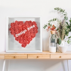Heart-Shaped Paper Flower Shadow Box 12"-Red