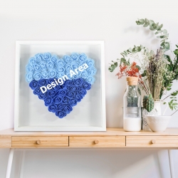Heart-Shaped Paper Flower Shadow Box 12"-Blue
