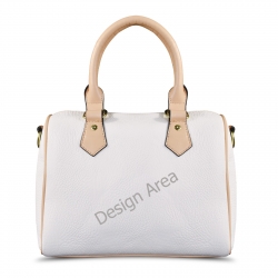 Boston Leather Handbag-Khaki Handle (Model 1746)