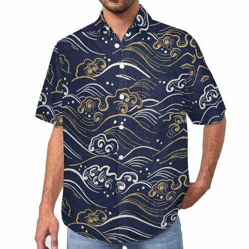 Men's Mock Linen Short Sleeve Shirt (B339)