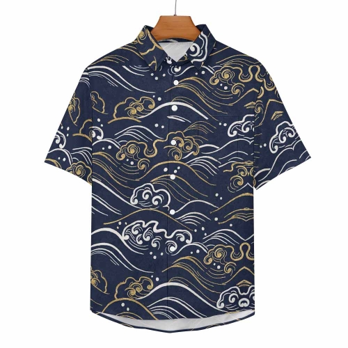 Men's Mock Linen Short Sleeve Shirt (B339)