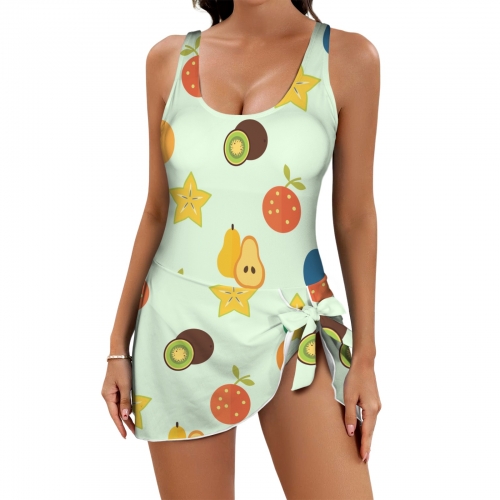 Women's One Piece Skirted Swimsuit (Model S54)