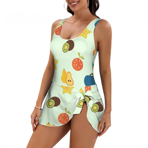 Women's One Piece Skirted Swimsuit (Model S54)