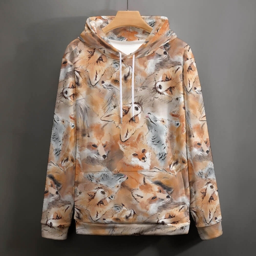 Loose Fit All-Over Print Hoodie for Adults