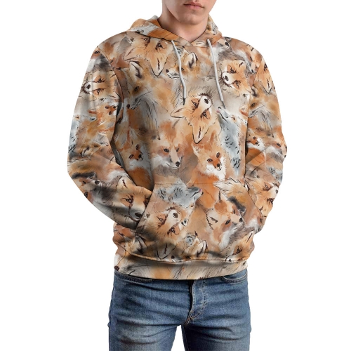 Loose Fit All-Over Print Hoodie for Adults