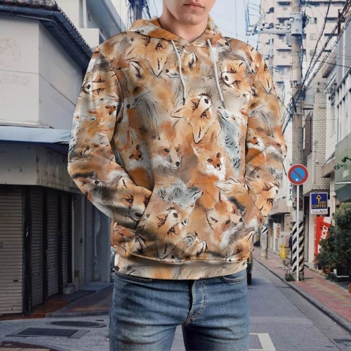 Loose Fit All-Over Print Hoodie for Adults