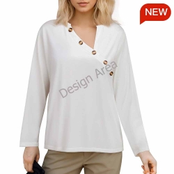 Women's Asymmetrical Neck Button-Up Shirt