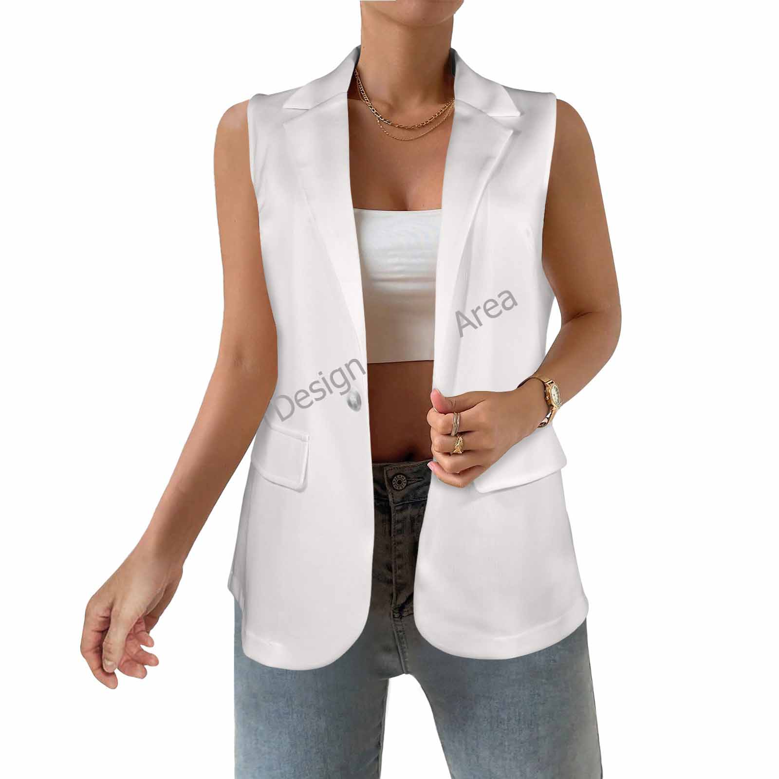 Women's Sleeveless Blazer (Model H71)