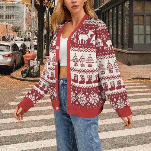 Women's Ribbed Cardigan (Model H73)