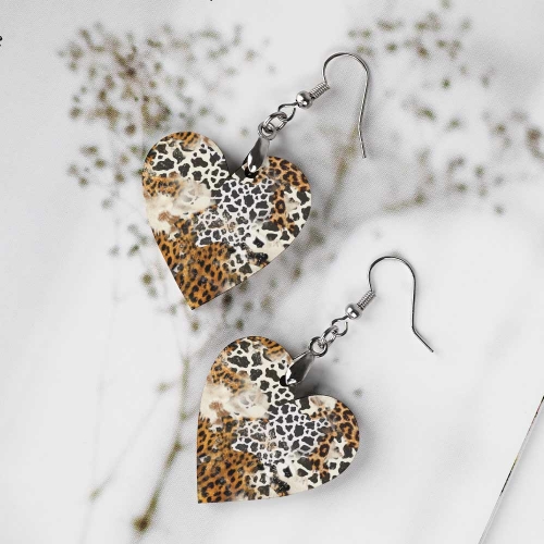 Wooden Earrings Pendant (Love Shape)