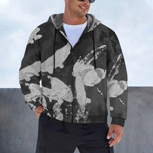 Men's Double Layer Fleece Zippered Hoodie