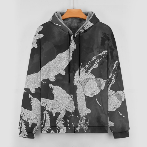 Men's Double Layer Fleece Zippered Hoodie