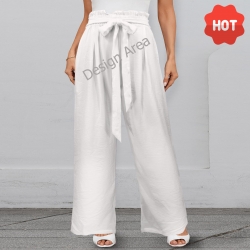 Strappy Elastic Waist Wide Leg Pants with Pockets