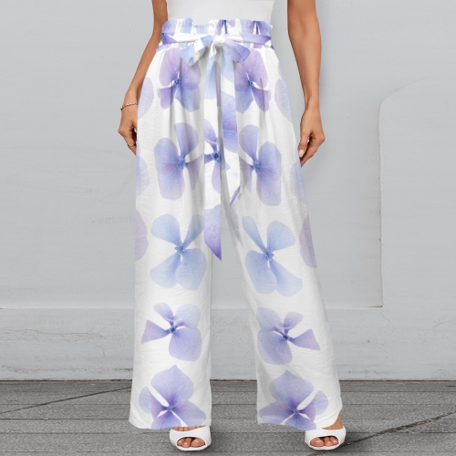 Strappy Elastic Waist Wide Leg Pants with Pockets