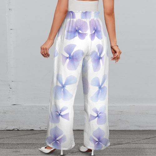Strappy Elastic Waist Wide Leg Pants with Pockets