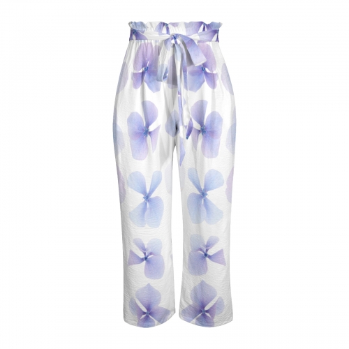 Strappy Elastic Waist Wide Leg Pants with Pockets
