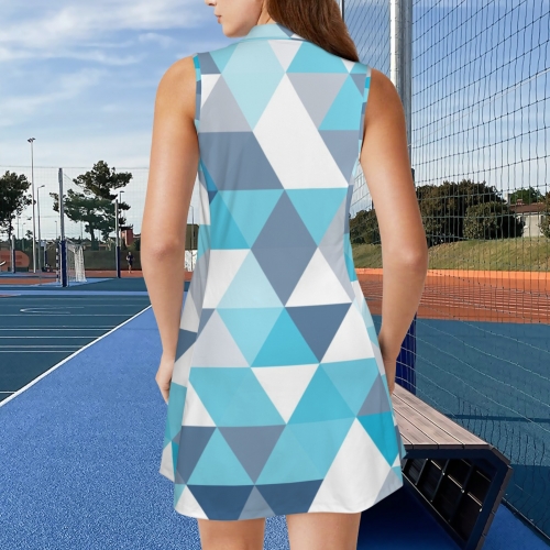 Sleeveless Lapel Zipper Pocket Sport Dress with Shorts