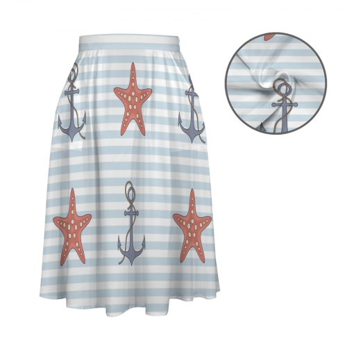 Elastic Waist Pocket Midi Skirt