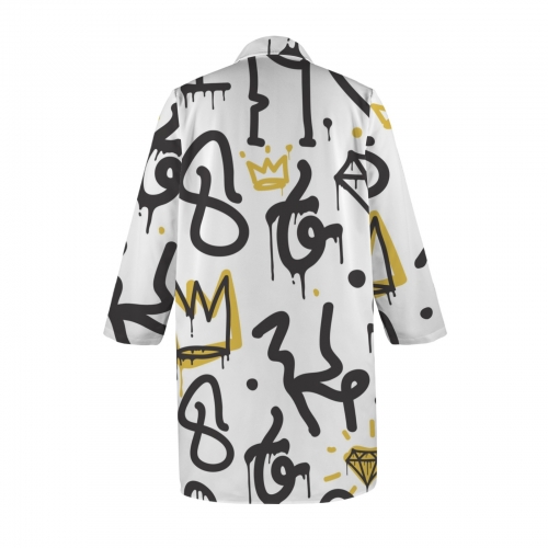Women's 3/4 Sleeve Button Up Shirt Dress