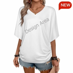 Women's V-Neck Batwing Sleeve T-Shirt