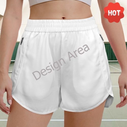 Elastic High Waist Zipper Pocket Sports Shorts