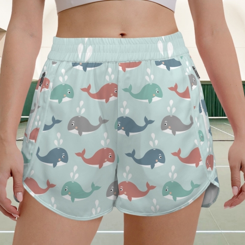 Elastic High Waist Zipper Pocket Sports Shorts