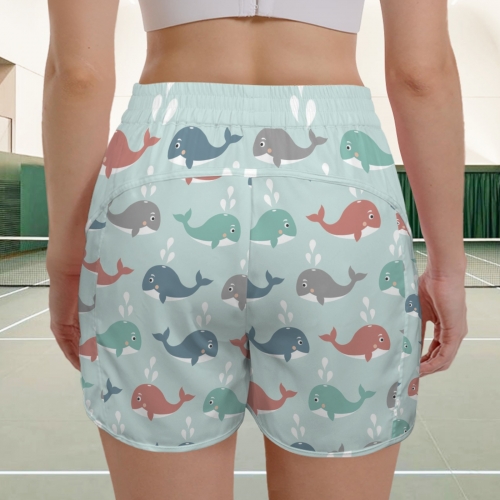 Elastic High Waist Zipper Pocket Sports Shorts