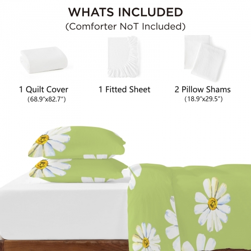 4-Piece Bedding Set with Blank Fitted Sheet 68.9x82.7inch