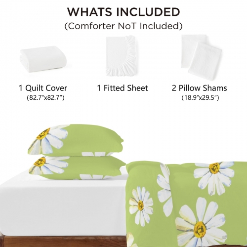 4-Piece Bedding Set with Blank Fitted Sheet 82.7x82.7inch