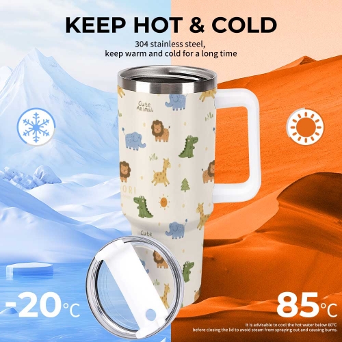 40oz Stainless Steel Tumbler with Handle (USA)