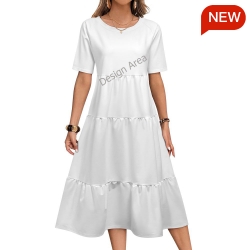 Women's Casual Mid-Sleeve Ruffle Dress