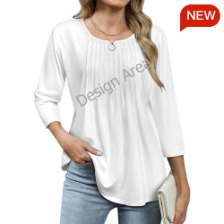 Women's 3/4 Sleeve Pleated Tunic Top