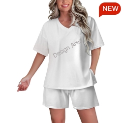 Women’s V-Neck Short Sleeve Pajama Set