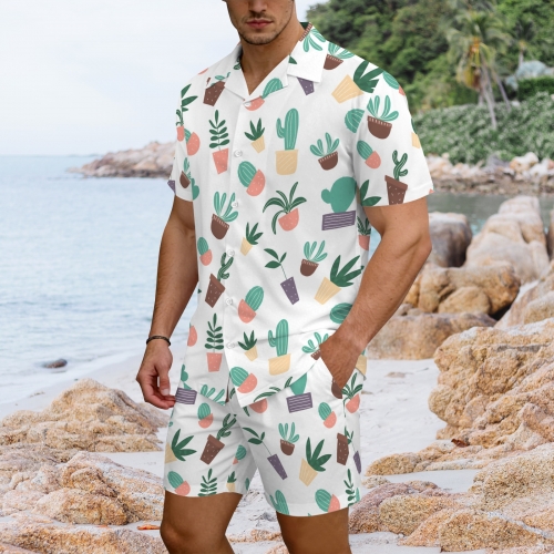 Men's Hawaiian Shirt & Shorts Set