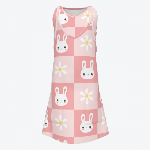 Children’s Sleeveless Romper Dress with Pockets