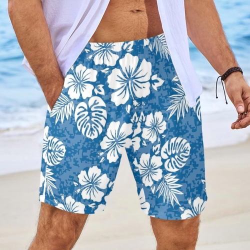 Men's All Over Print Elastic Beach Shorts