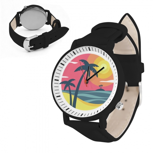 Unisex Leather Strap Watch