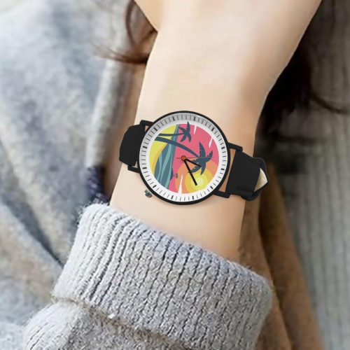 Unisex Leather Strap Watch