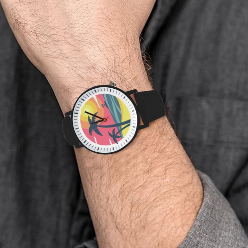 Unisex Leather Strap Watch