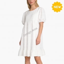 Women's Puff Sleeve Ruffle Hem Dress