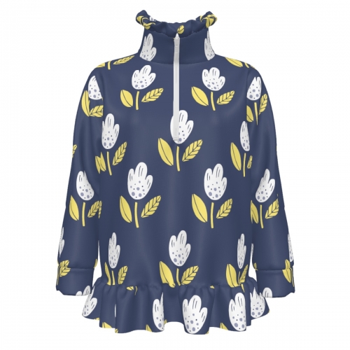 Girls’ Half-Zip Ruffle Hem Sweatshirt