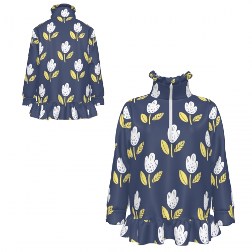 Girls’ Half-Zip Ruffle Hem Sweatshirt
