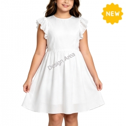 Big Girls' Ruffle Sleeve Crew Neck Dress
