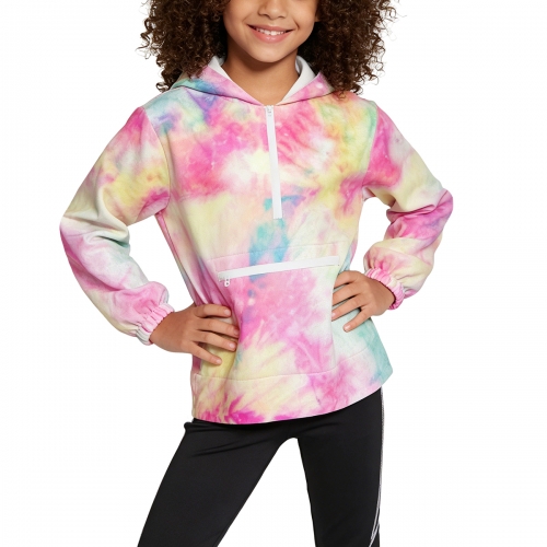 Girls’ Double-Layer Hood Half-Zip Sweatshirt